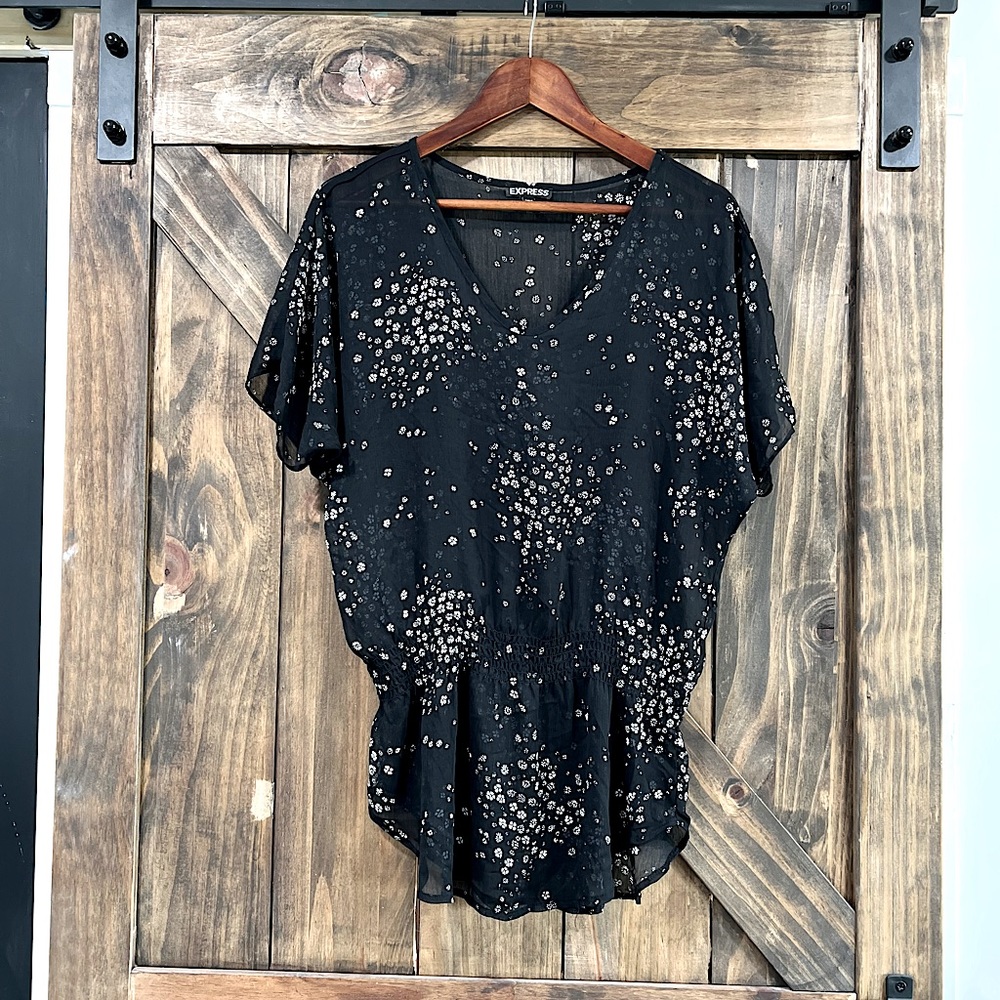 Express Sheer Floral Blouse